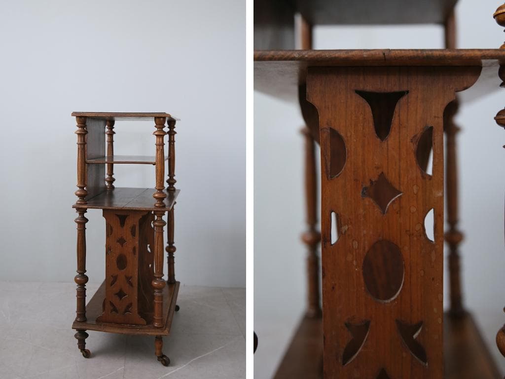 フランスアンティーク木製ミュージックシェルフ/本棚/飾り棚/楽譜立て(90-5)