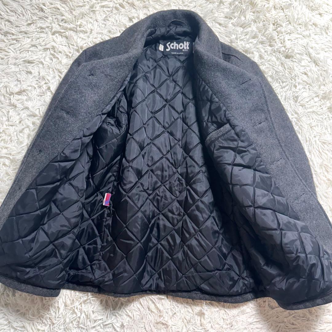 【希少42サイズ】ショット　736A Pコート　ウールメルトン　チャコールグレー