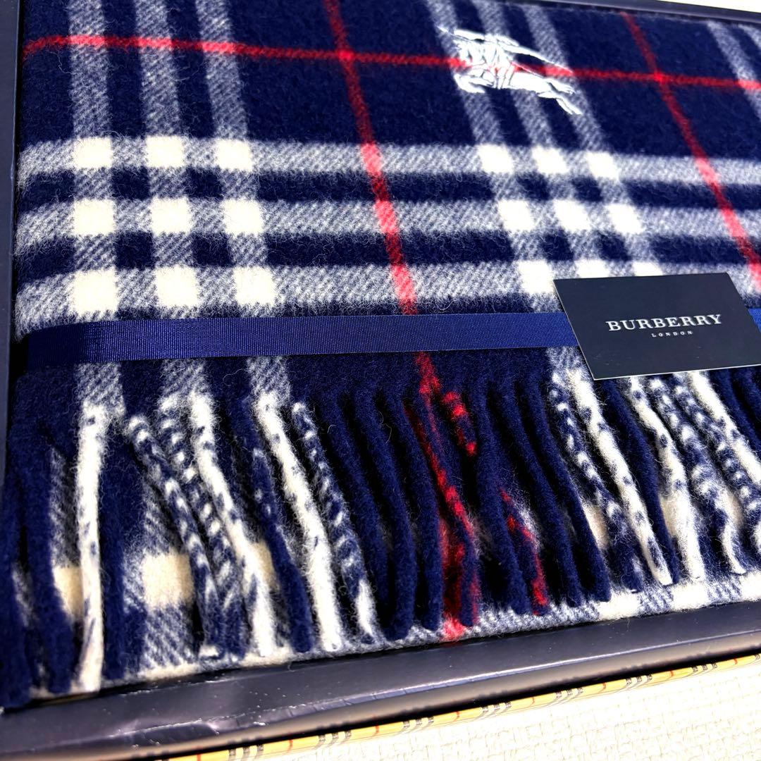 新品　バーバリー　ラムウール100% ひざ掛け　マフラー　75×150cm