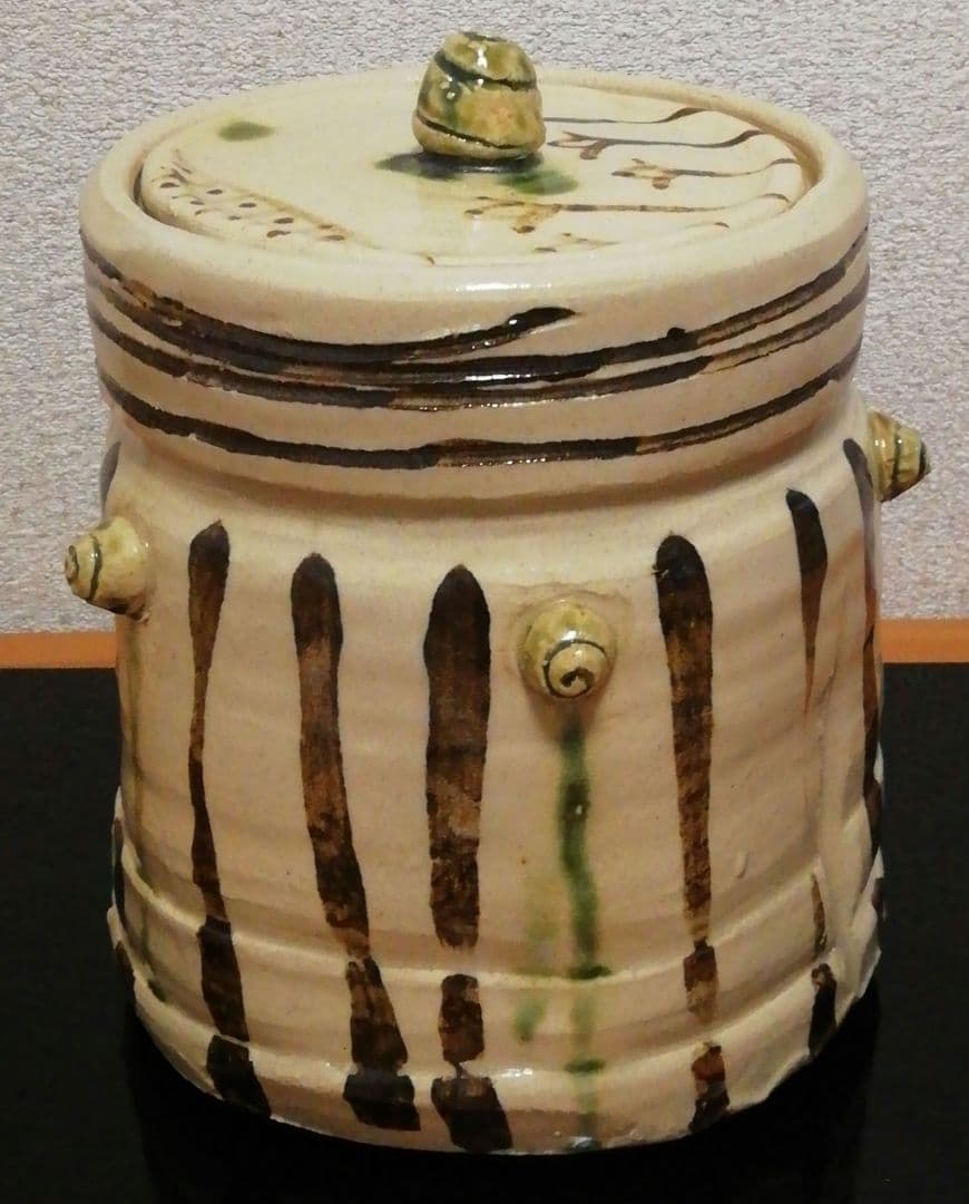 竹村脩作　織部焼　水指　共箱　茶道具