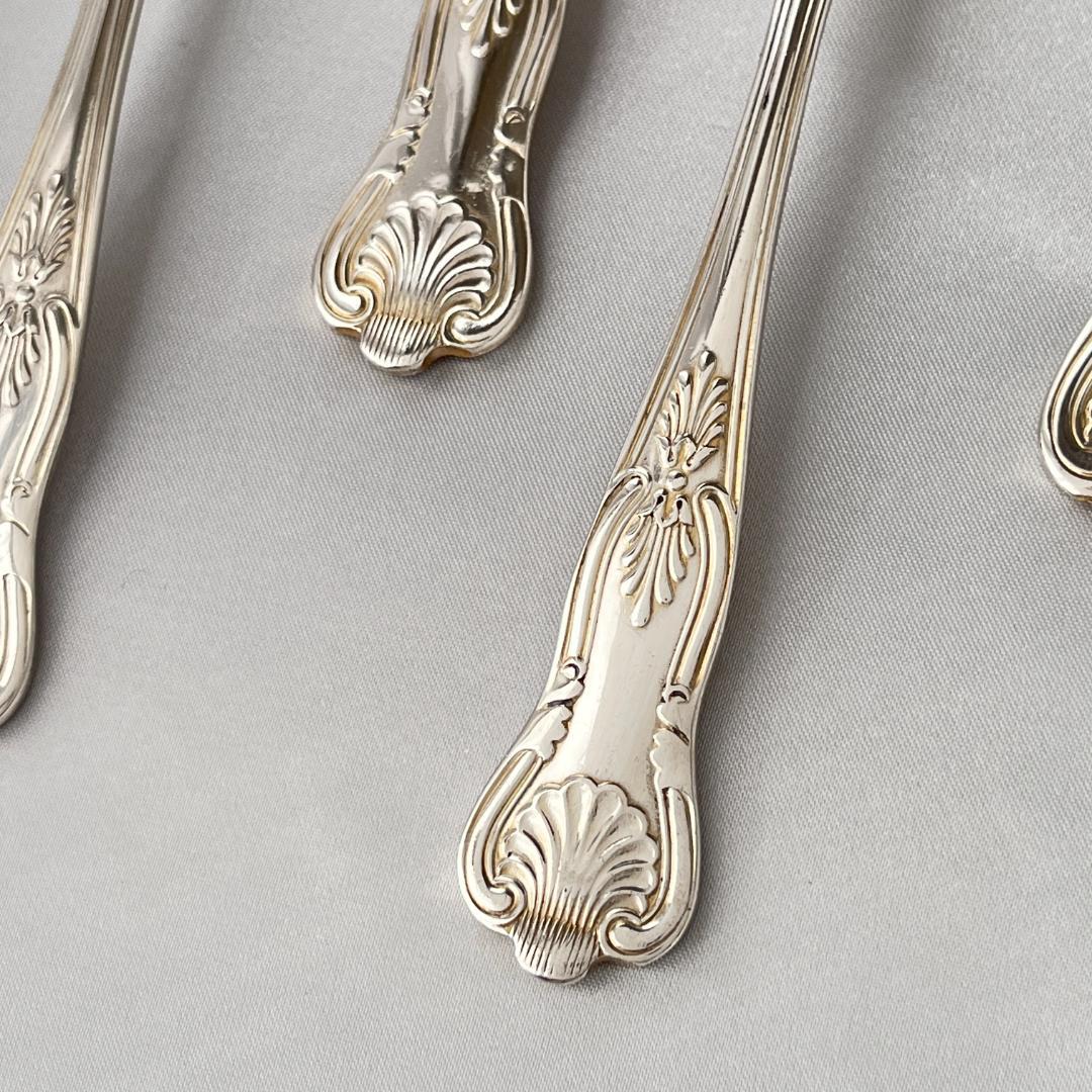 【英国】 キングスパターン コンソメスプーン 6本【シルバープレート】