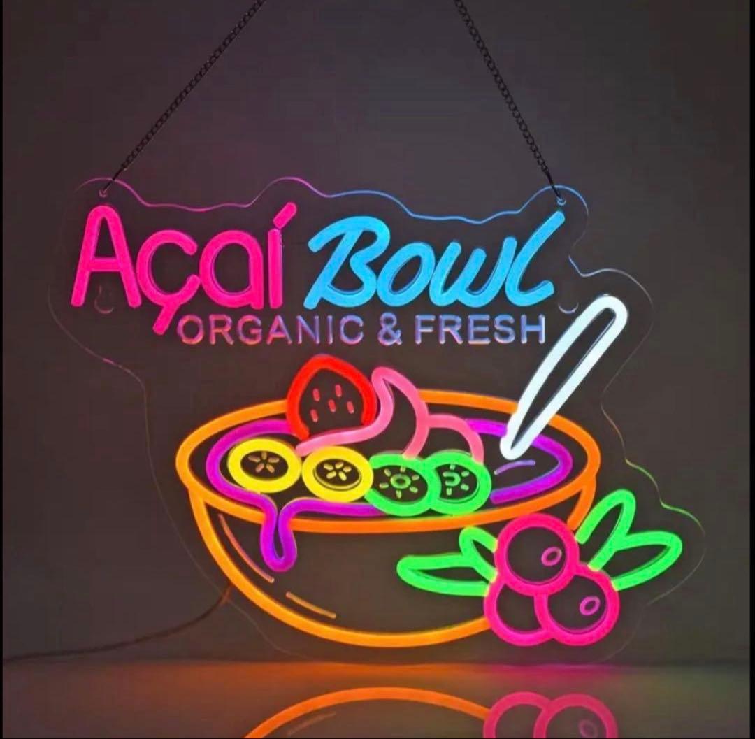 アサイーボウル ネオンライト LED 看板 USB調光 壁掛け カフェ