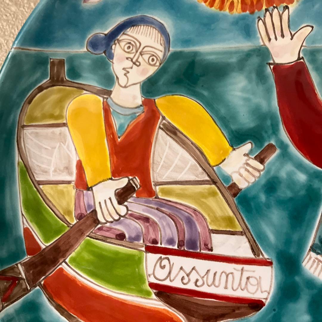 【稀少品】イタリア製 輸入雑貨 シチリア 陶器 絵皿 壁飾り 手描き デシモーネ