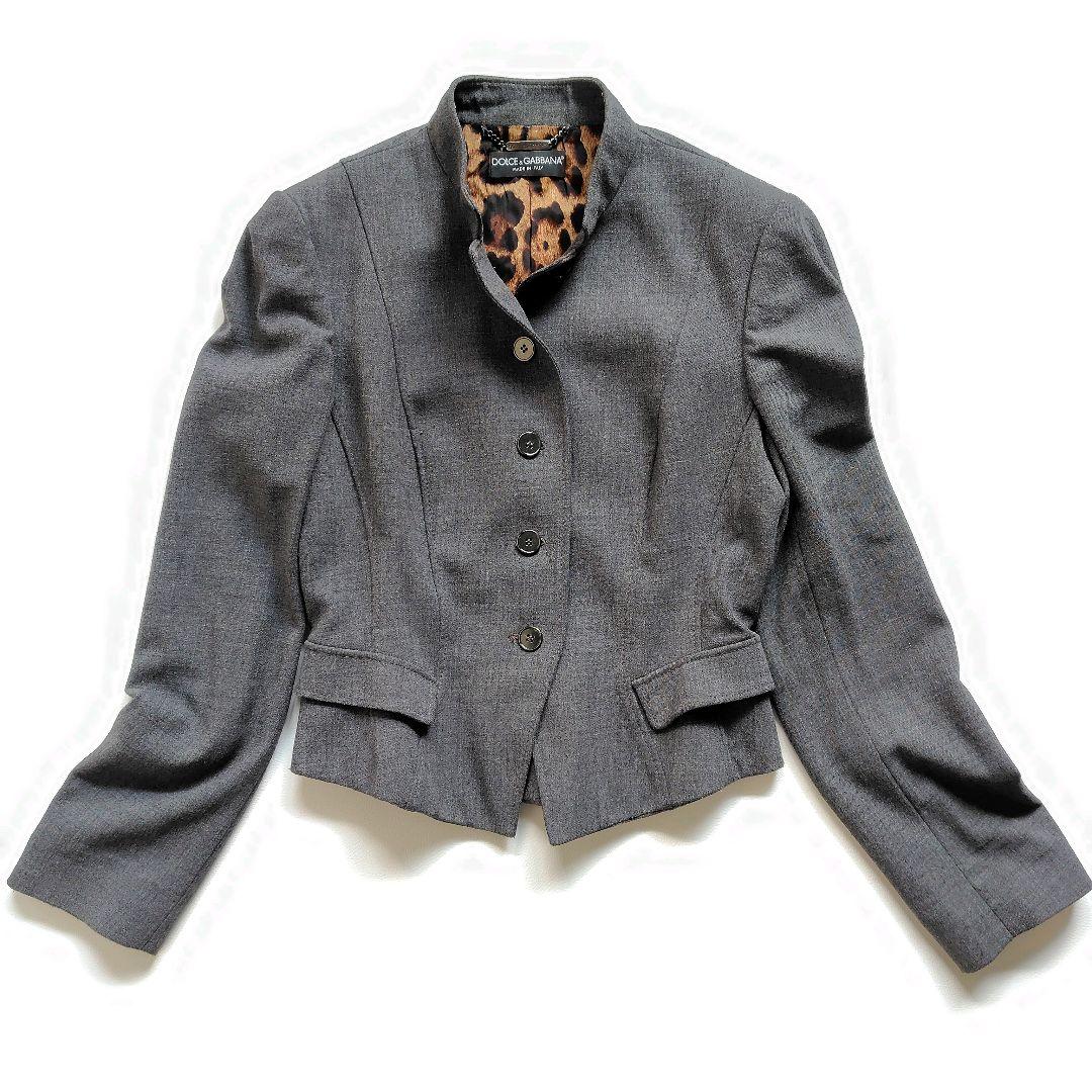 美品 テーラードジャケット レオパード グレー　ドルガバ ベルト 2way