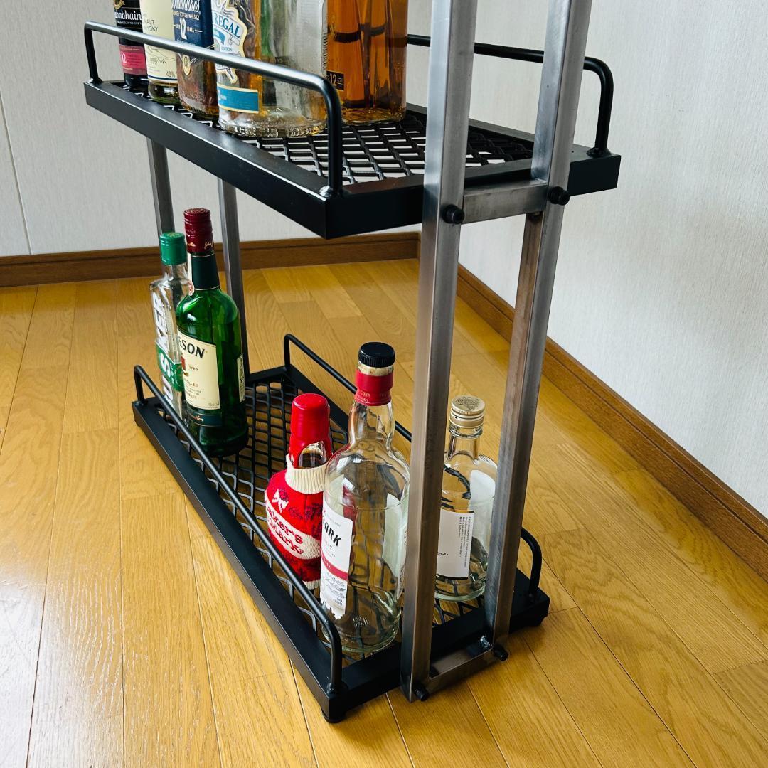 スチールバーカート　ウイスキーラック　 3段　 ブラック　アイアン家具