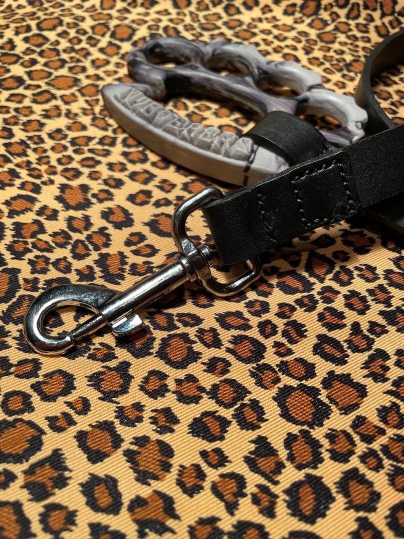 グレー黒　ナックル　ドッグ　リード　本革