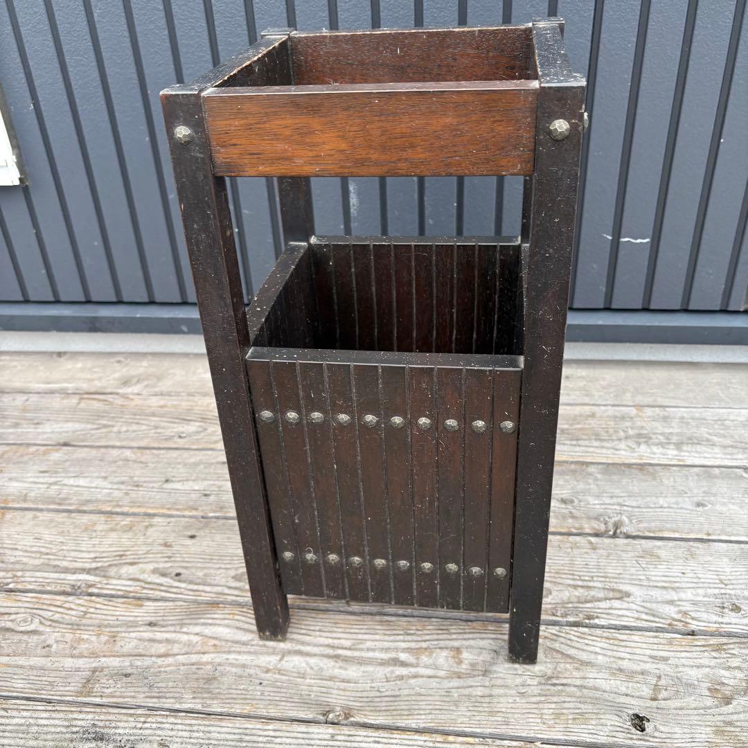 昭和レトロ オールドカリモク 木製 アンブレラスタンド 傘立て 古家具ビンテージ