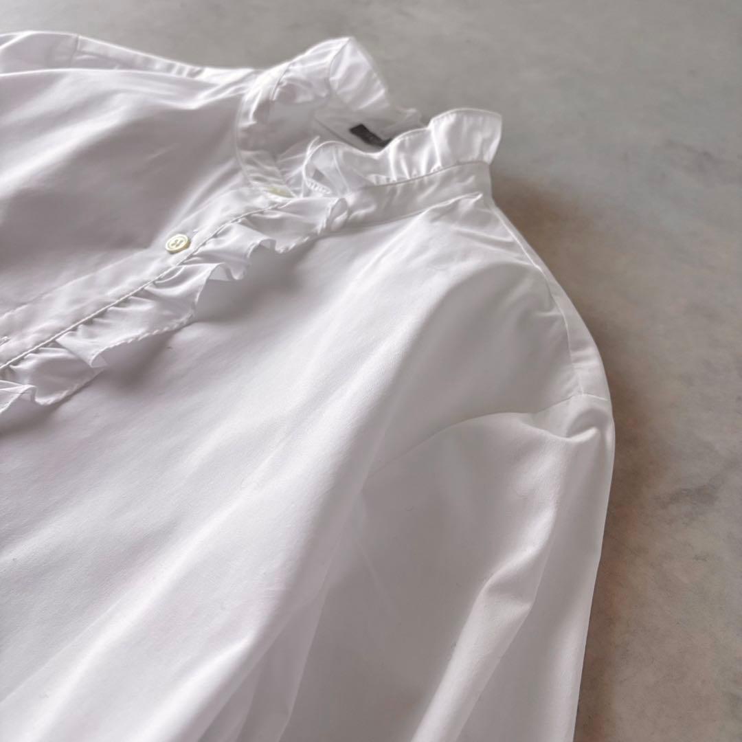 極美品　定価29,700円　セオリーリュクス　長袖　フリルブラウス　バンドカラー