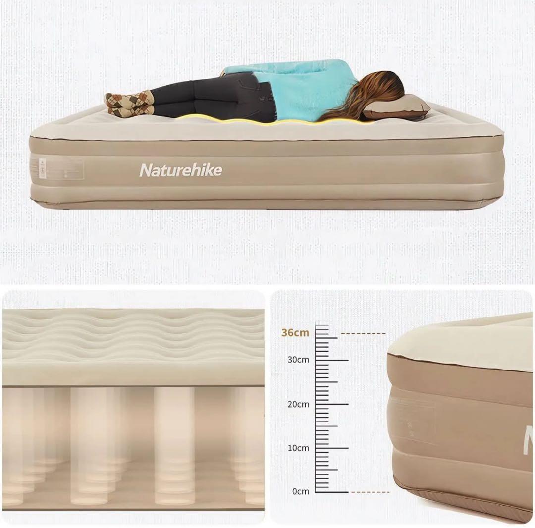 1回使用のみ3人用エアーベッドNaturehike収納バッグ付き 電動ポンプ内蔵