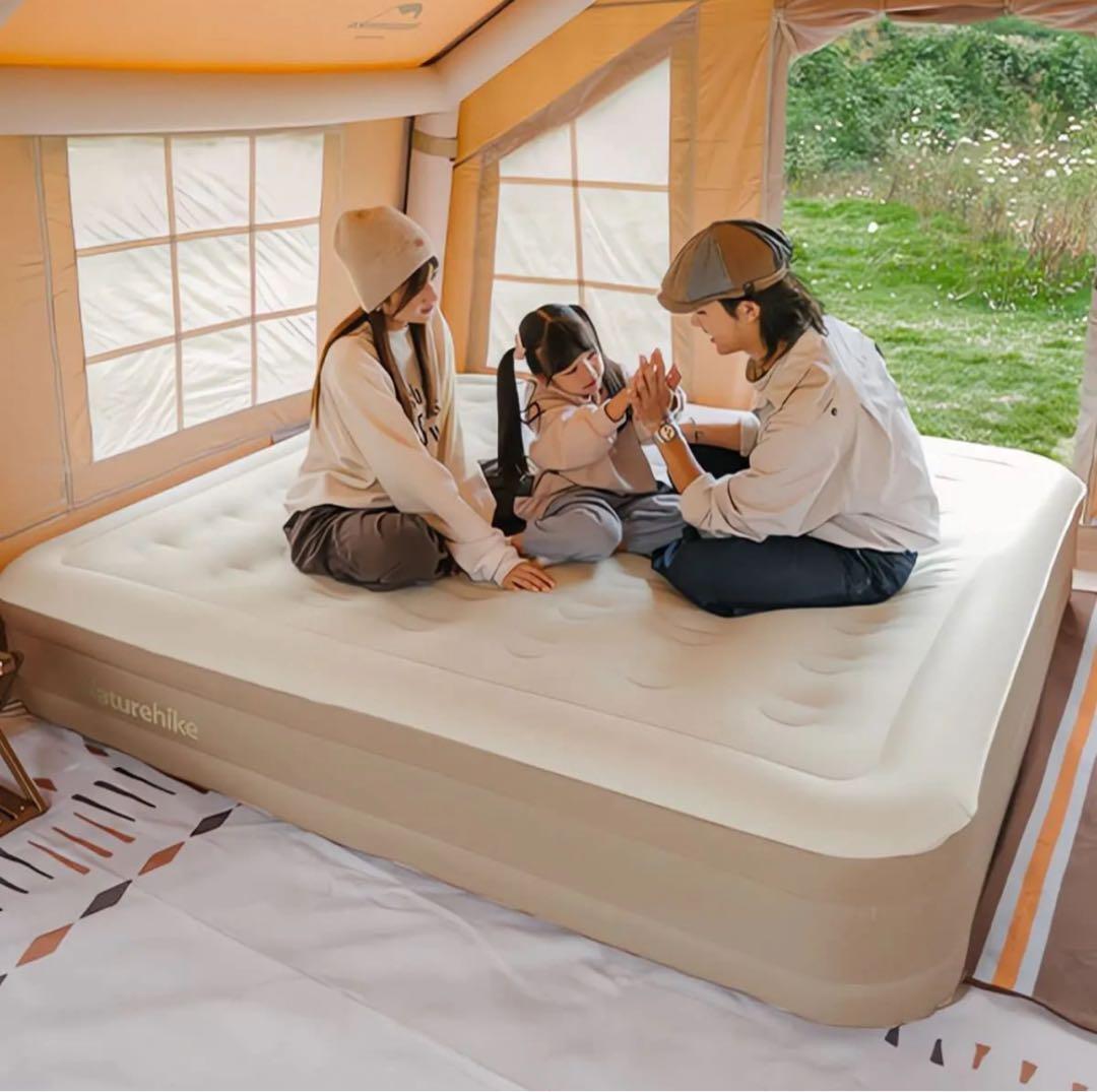 1回使用のみ3人用エアーベッドNaturehike収納バッグ付き 電動ポンプ内蔵