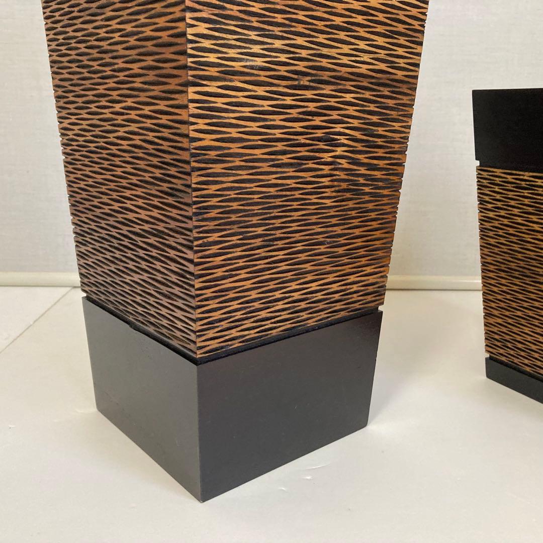 傘立て ゴミ箱 ダストボックス スタンド 2点 木製 アジアン バリ モダン