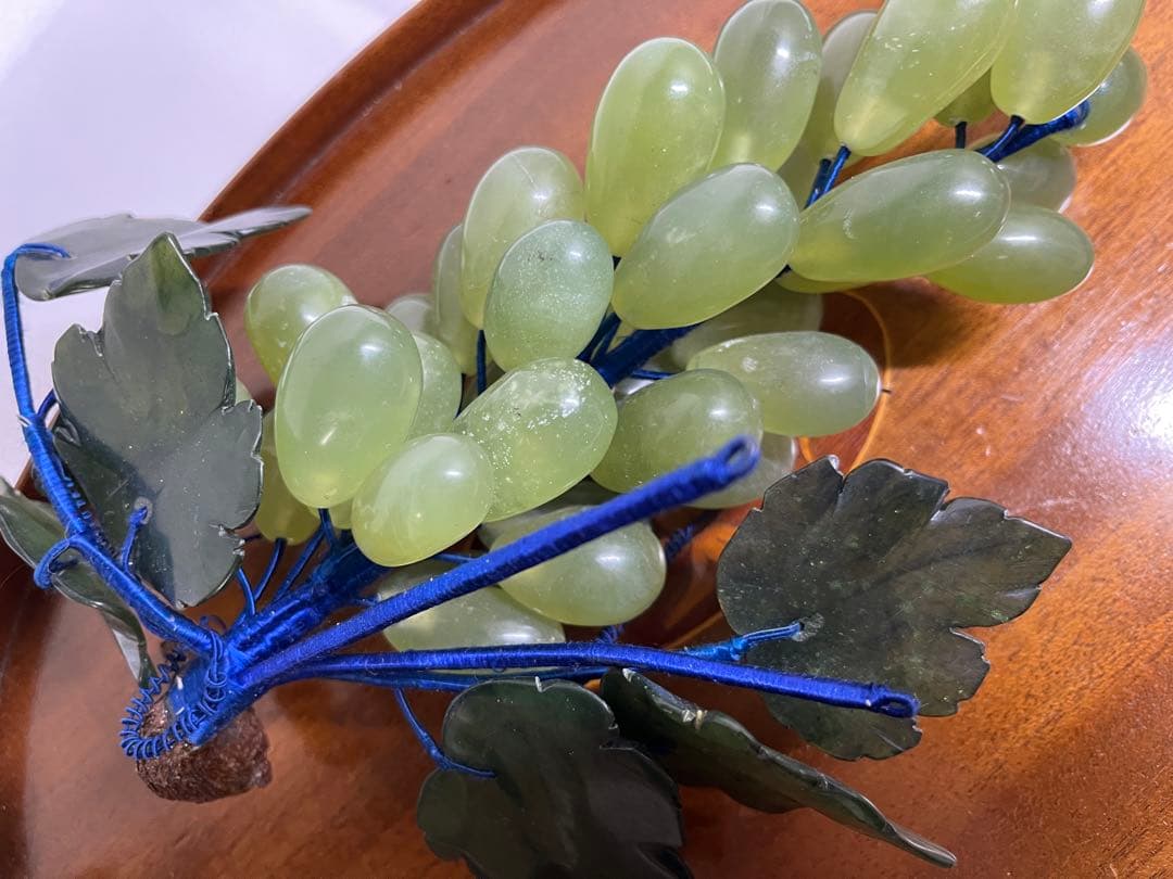 中国美術 翡翠 瑪瑙 ローズクォーツ 紅水晶 葡萄 置物 ぶどう ブドウ
