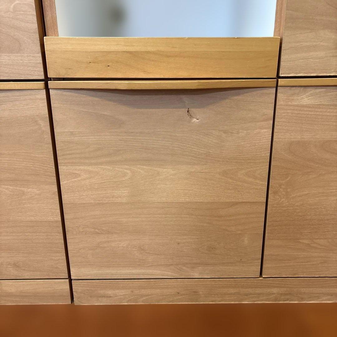 美品！堀田木工カウンター カップボード ナチュラル木目調 食器棚 3段引き出し