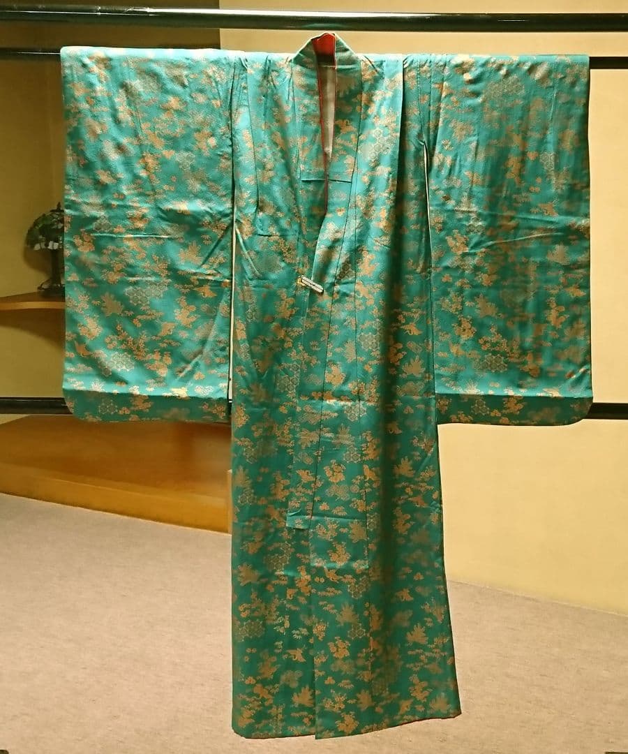 七五三 花紋小鴨金箔 子ども 着物 女の子