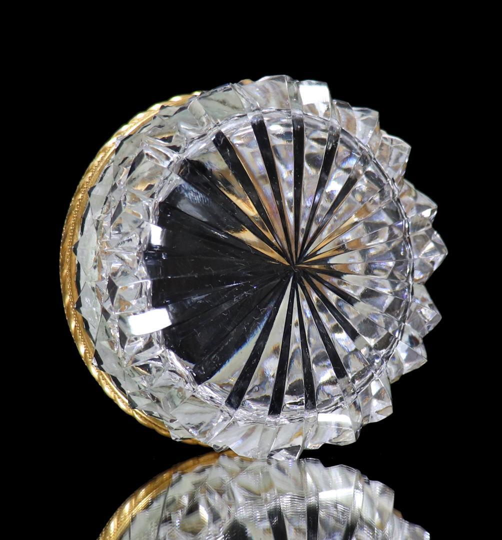 オールド・バカラ 極稀少 ブロンズ装飾 丸型切子レリーフ灰皿 ディアマン・ビゾー