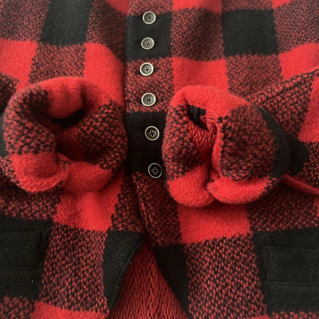 KAPITAL 赤黒チェック ノーカラージャケット