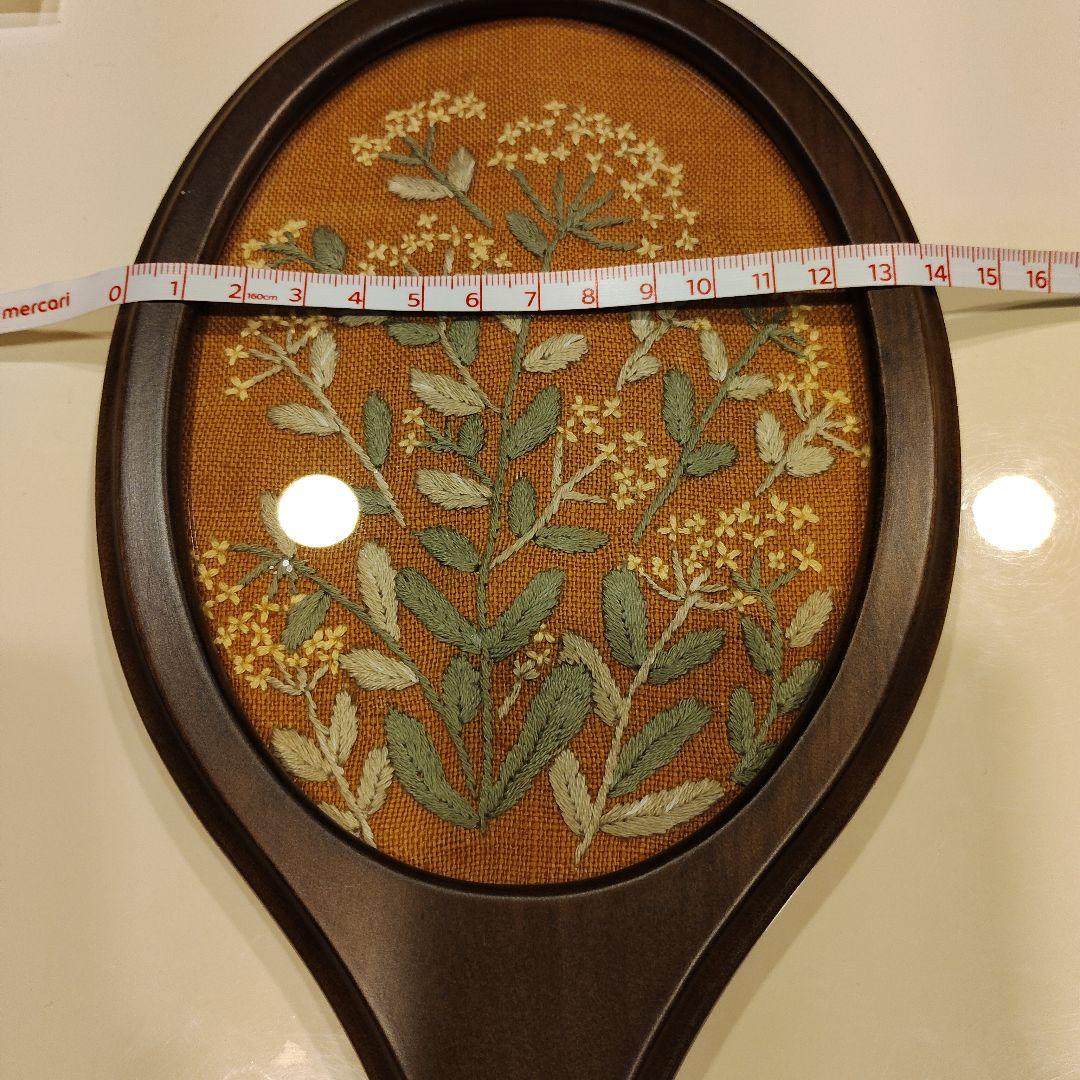 手刺繍 木製ハンドミラー