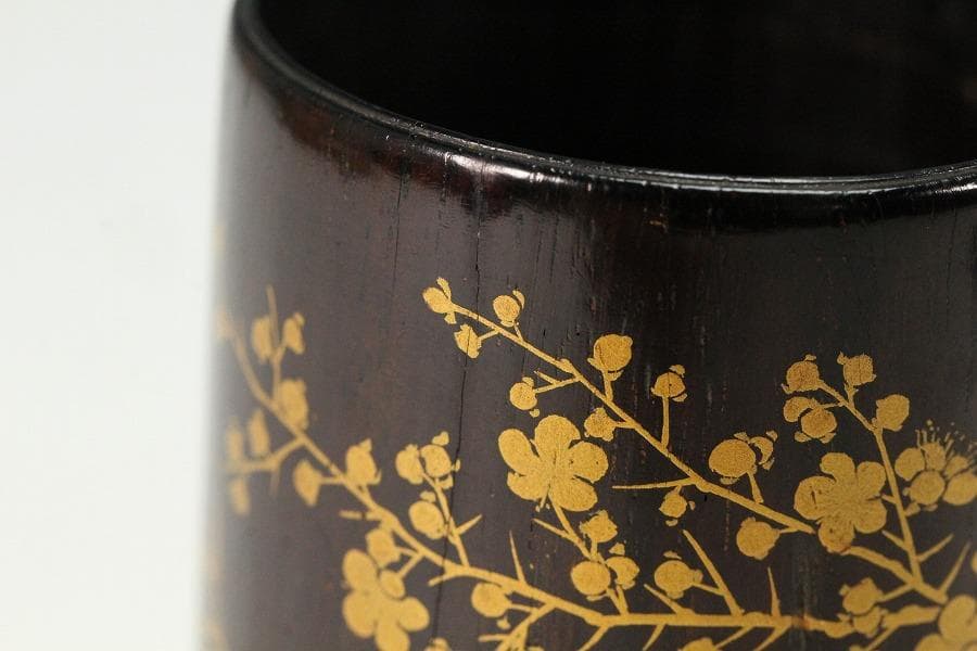 茶道具 紫檀 草花蒔絵 茶入 美品(K-BB517)