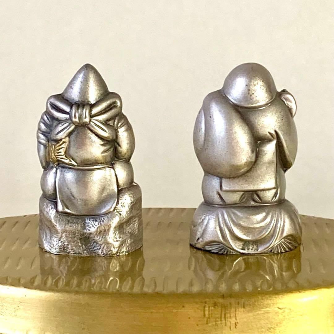 大黒天様 恵比寿様 純銀製 置物 縁起物 ケース付