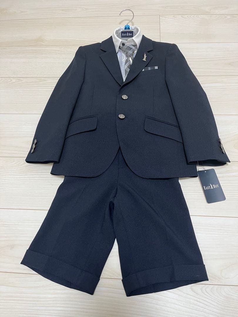 みい　新品 イーストボーイ 120 男の子 フォーマル6点セット紺色