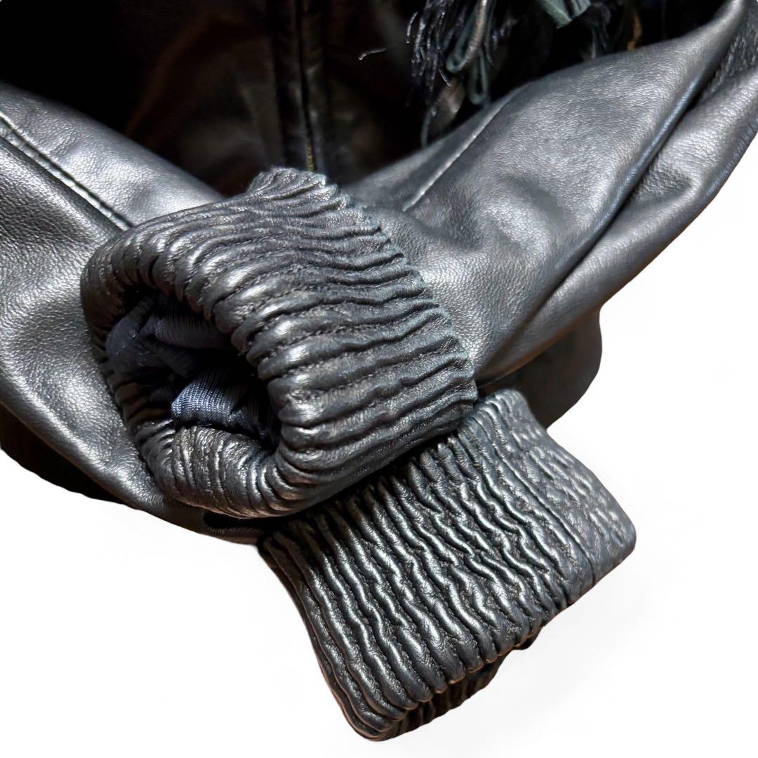 【T様】パトリツィア ぺぺレザージャケット 黒 S 羊革 高級装飾 希少