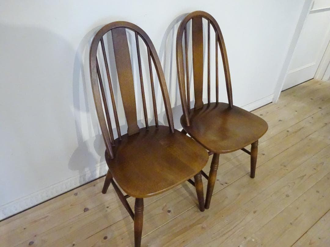 飛騨産業/キツツキ　ボウバック　ウィンザーチェア　2脚セット　オーク材　②