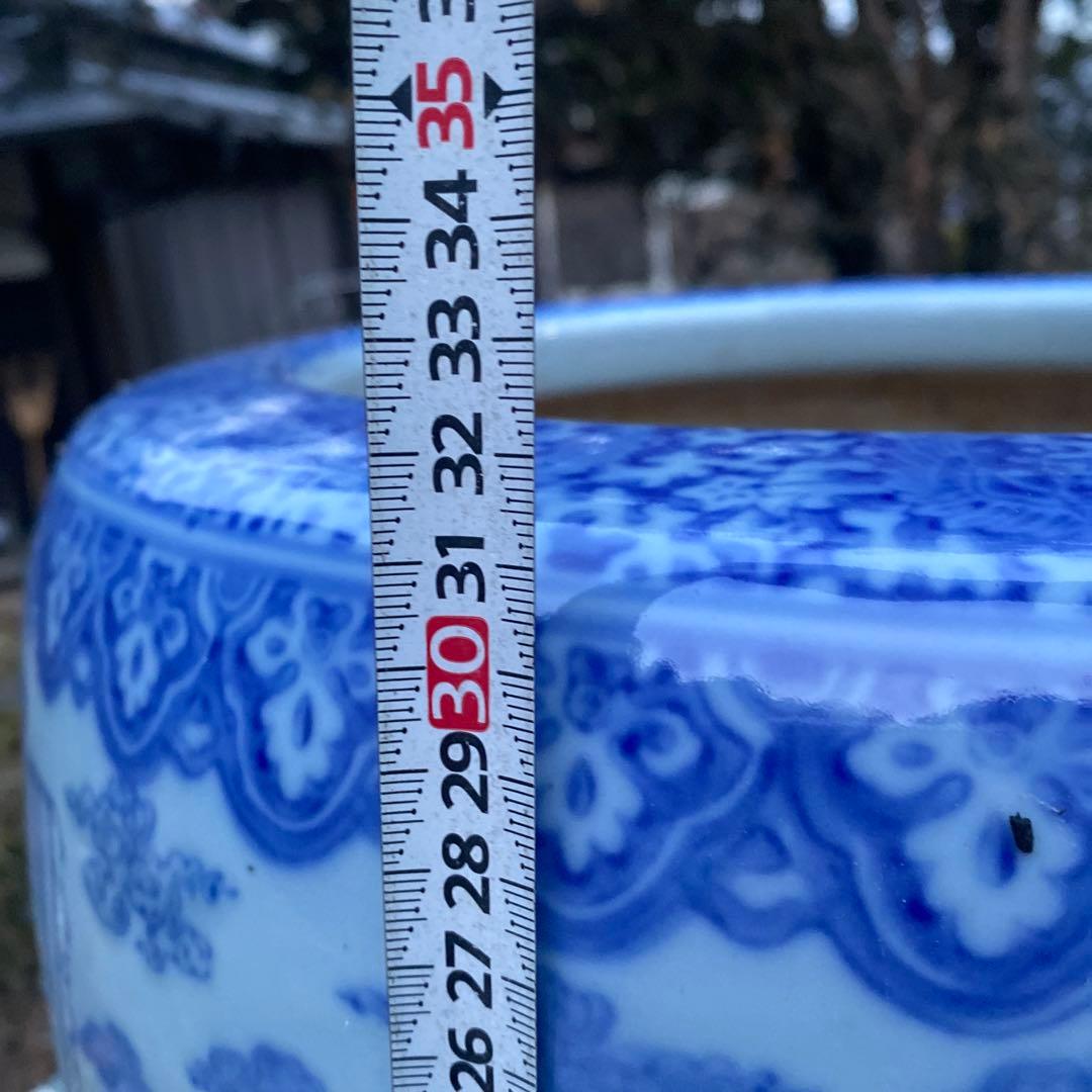 瀬戸火鉢　有田　宝船　宝舟　直径44cm ×高さ31cm 骨董　在銘