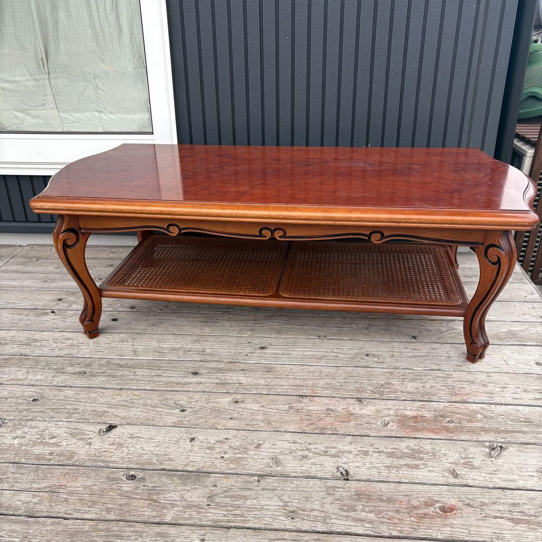 カリモク コロニアルシリーズ センターテーブル ローテーブル 棚付き 北欧レトロ