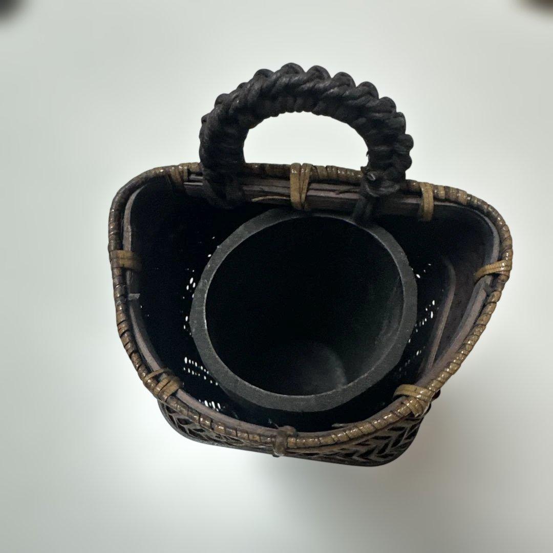花籠 竹籠 竹カゴ ビンテージ アンティーク 竹工芸 工芸品 茶道具 花道具