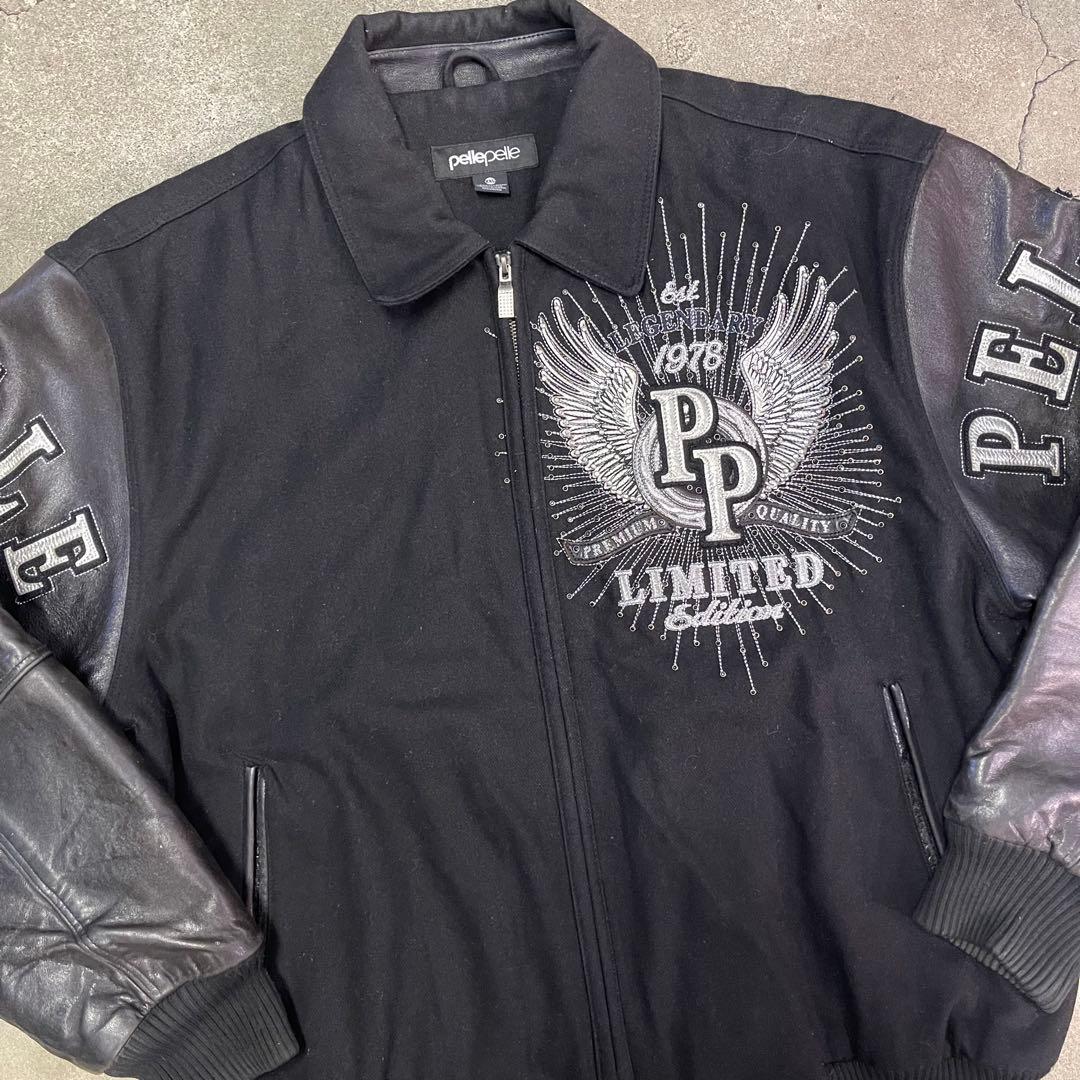 pellepelle バーシティジャケット スタジャン ブラック XXL
