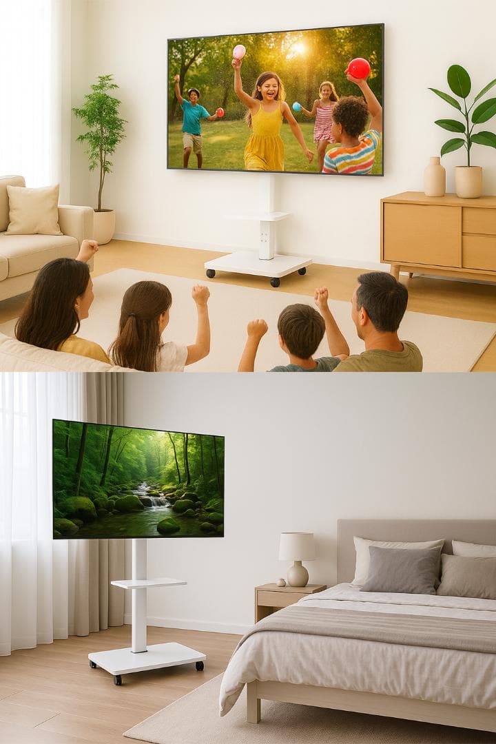 テレビスタンド テレビ台 キャスター 木製 壁寄せ 高さ調節 首振 白 ホワイト