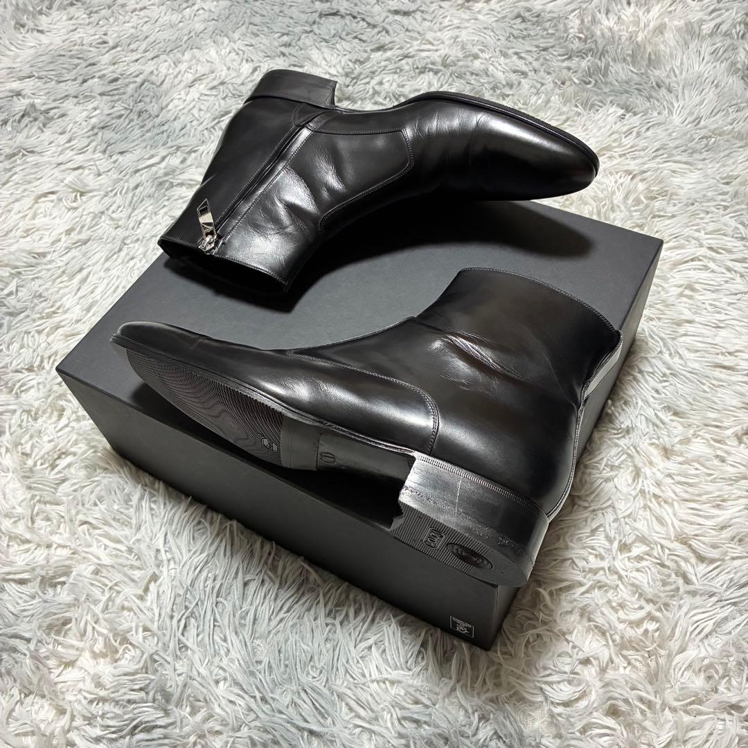 【美品】Dior HOMME 本革 サイドジップ ショートブーツ BLACK
