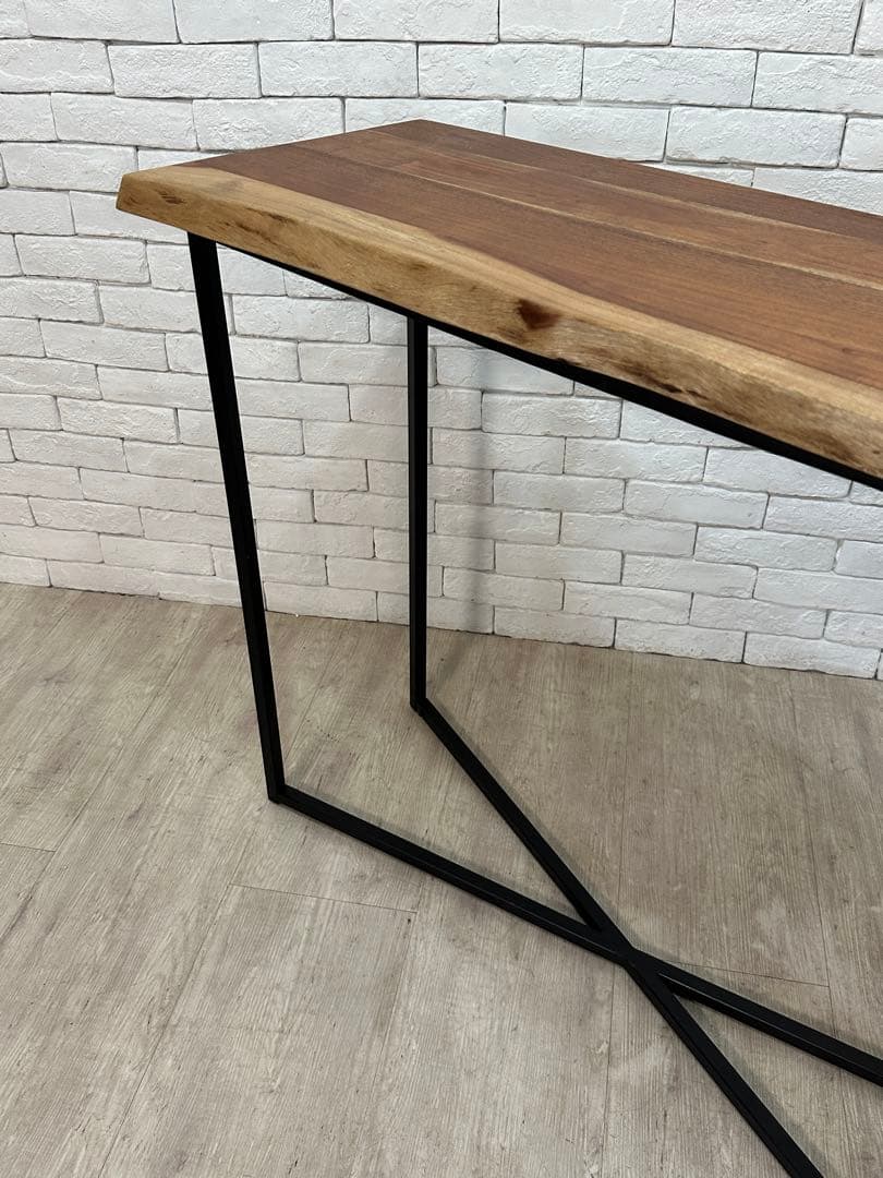 【東京都23区配送無料】一枚板　コンソール　テーブル　飾り棚　アイアン　机　玄関