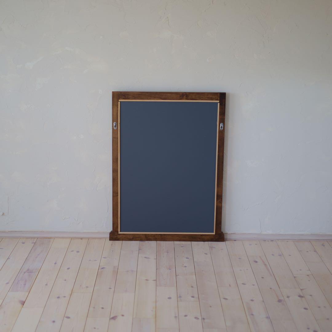アンティーク調 木製壁掛け鏡 ダークブラウン（横74cm×縦96cm）