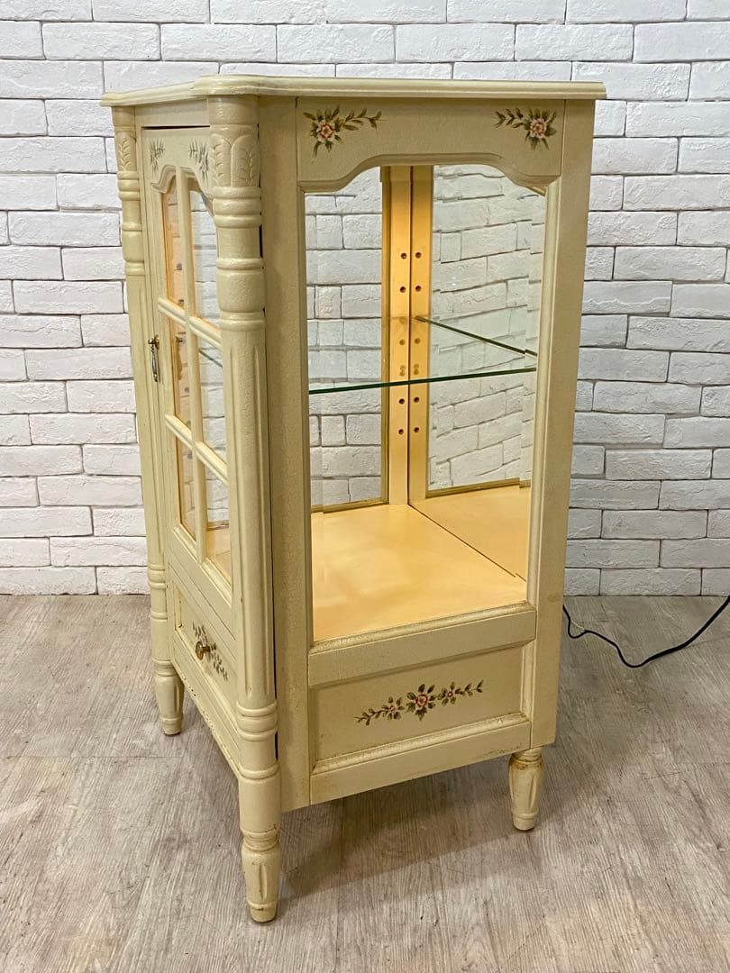 【東京都内23区配送無料】ショーケース　ガラス　キュリオ　ロココ　アンティーク