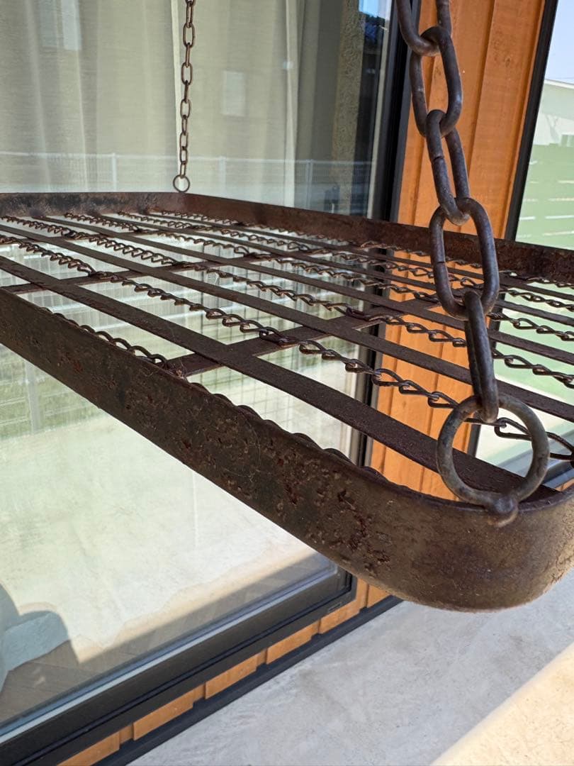 アンティーク金属大型ハンギングラック希少レアヴィンテージインダストリアルシャビー