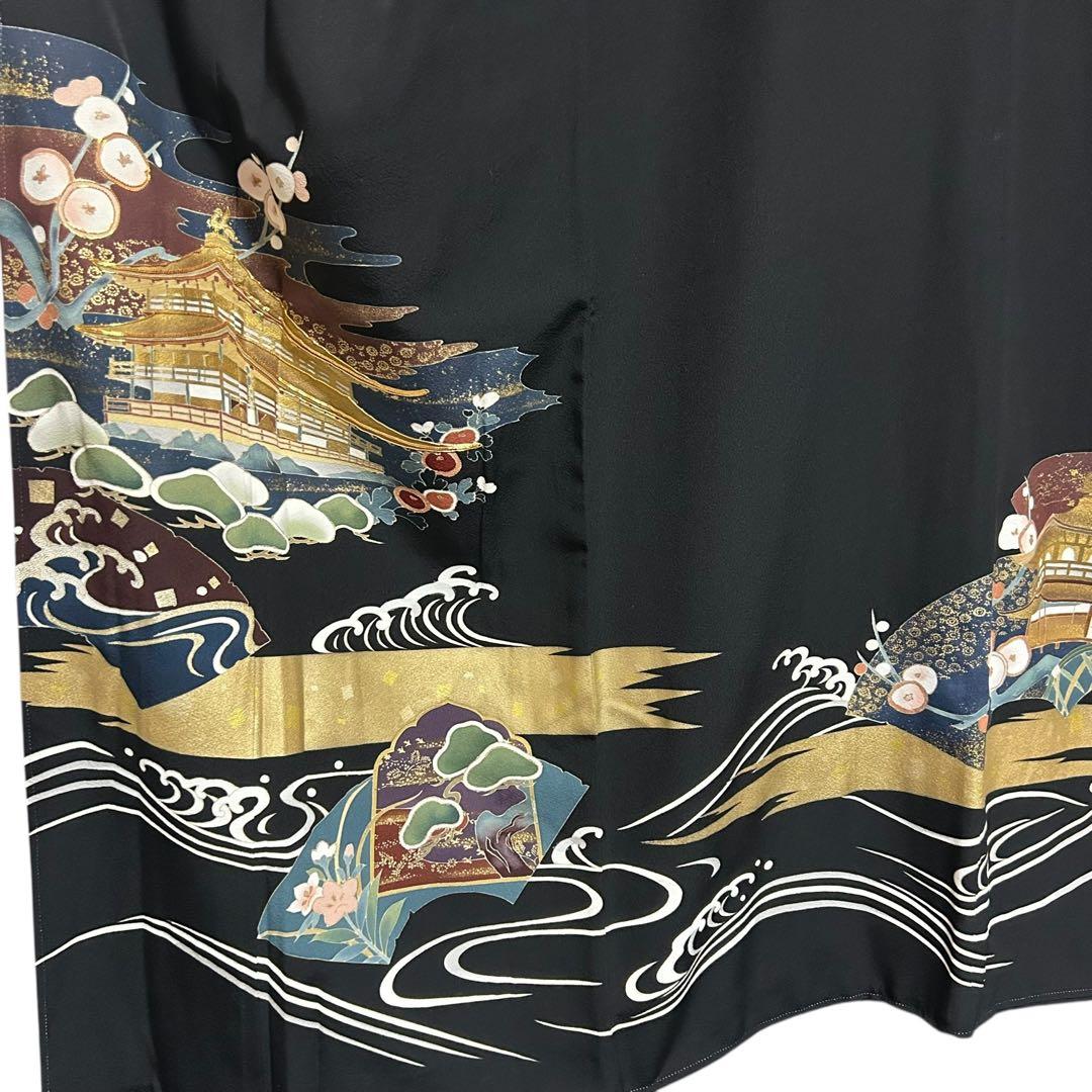 未使用近い　美品　袷　正絹　作家物　落款　五つ紋　黒留袖　フルセット