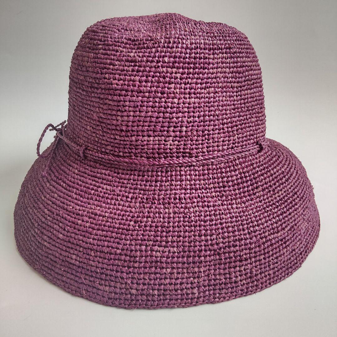 極美品 ヘレンカミンスキー 現行 ラフィアハット ボルドー 麦わら帽子