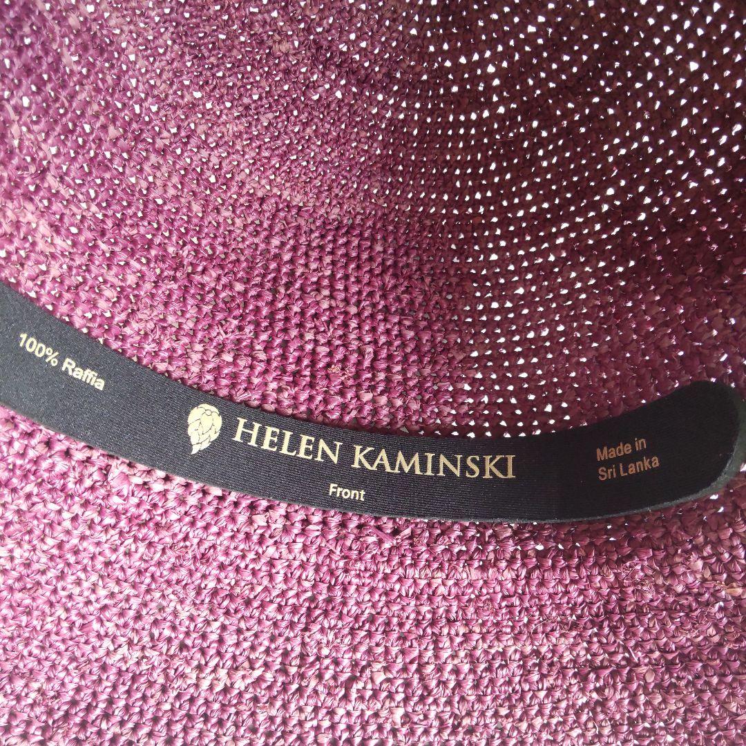 極美品 ヘレンカミンスキー 現行 ラフィアハット ボルドー 麦わら帽子