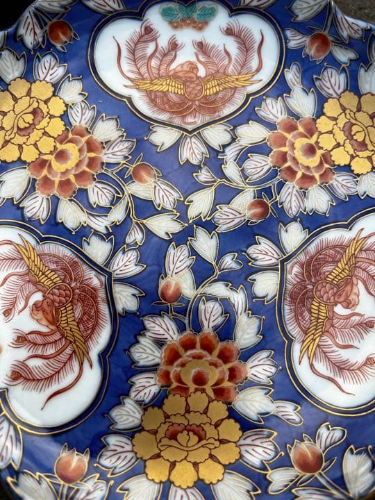 賞美堂　有田焼　幸楽窯 献上手 古伊万里色絵金襴手鳳凰花唐草文皿　5枚セット