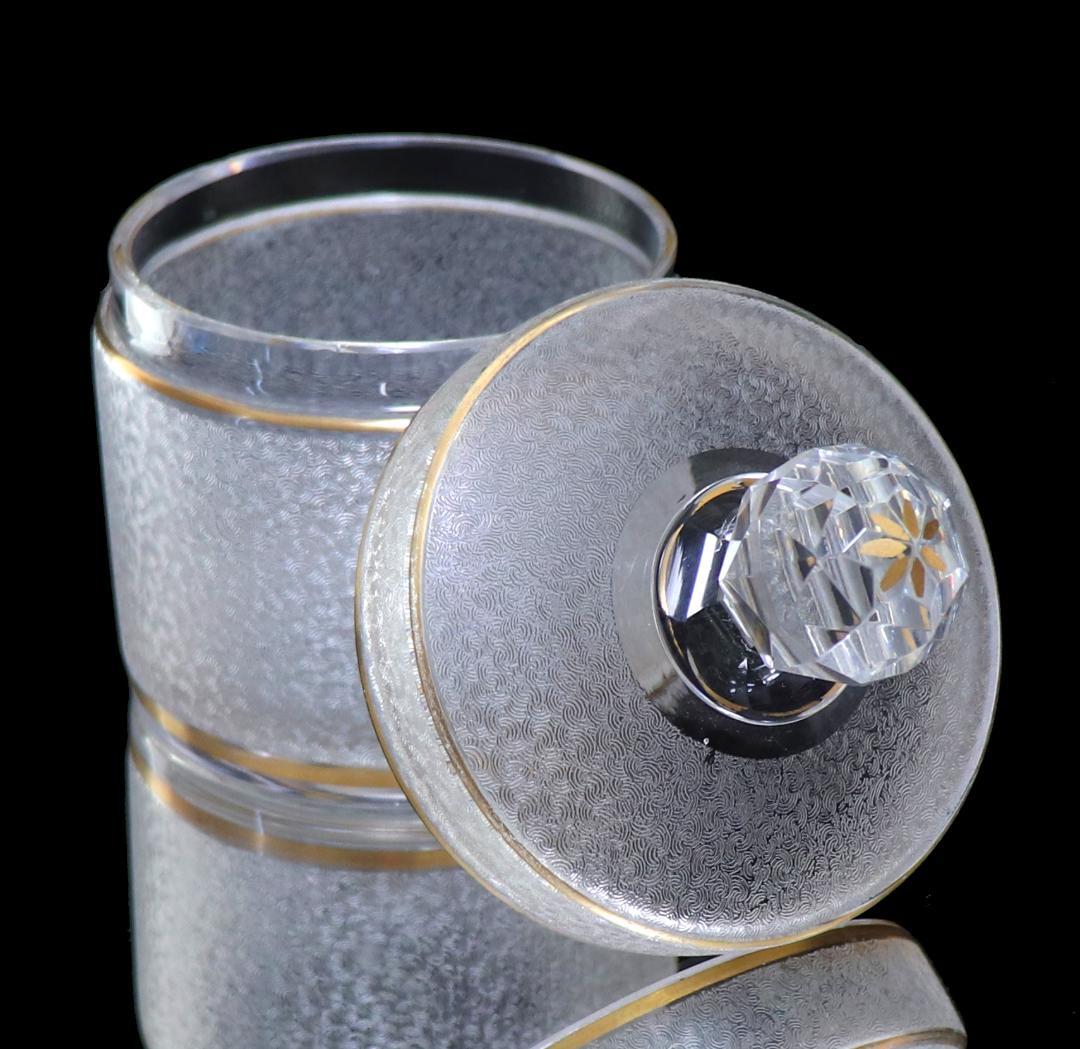 オールド・バカラ 春海商店特別注文品 青海波模様 金彩 蓋物 大サイズ 小物入れ