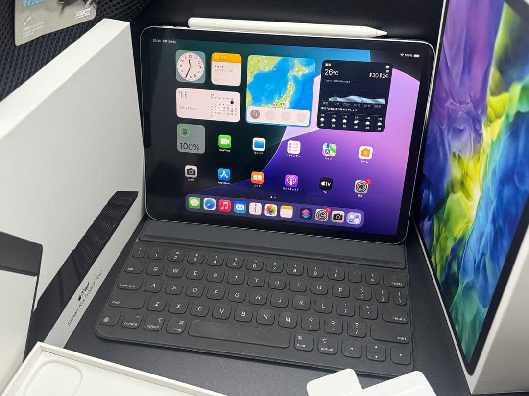 256GBipadpro11第2世代お絵かき純正キーボードペンケーブル箱ペーパー