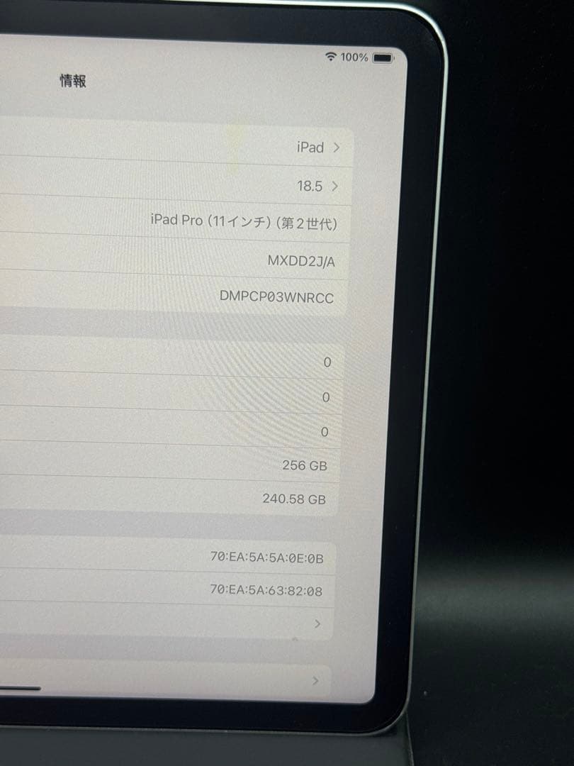 256GBipadpro11第2世代お絵かき純正キーボードペンケーブル箱ペーパー