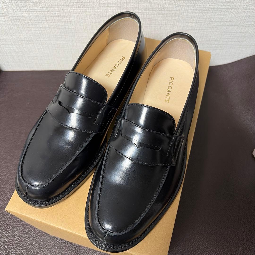 【新品】PICCANTE ブラック レザー ローファー