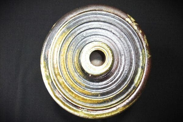 備前 水指 窯変 双耳付 焼き締 茶道具　陶器製 水差し 蓋付き