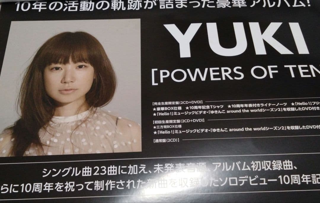 期間限定値下げ！YUKI ＰＯＰ　ポスター