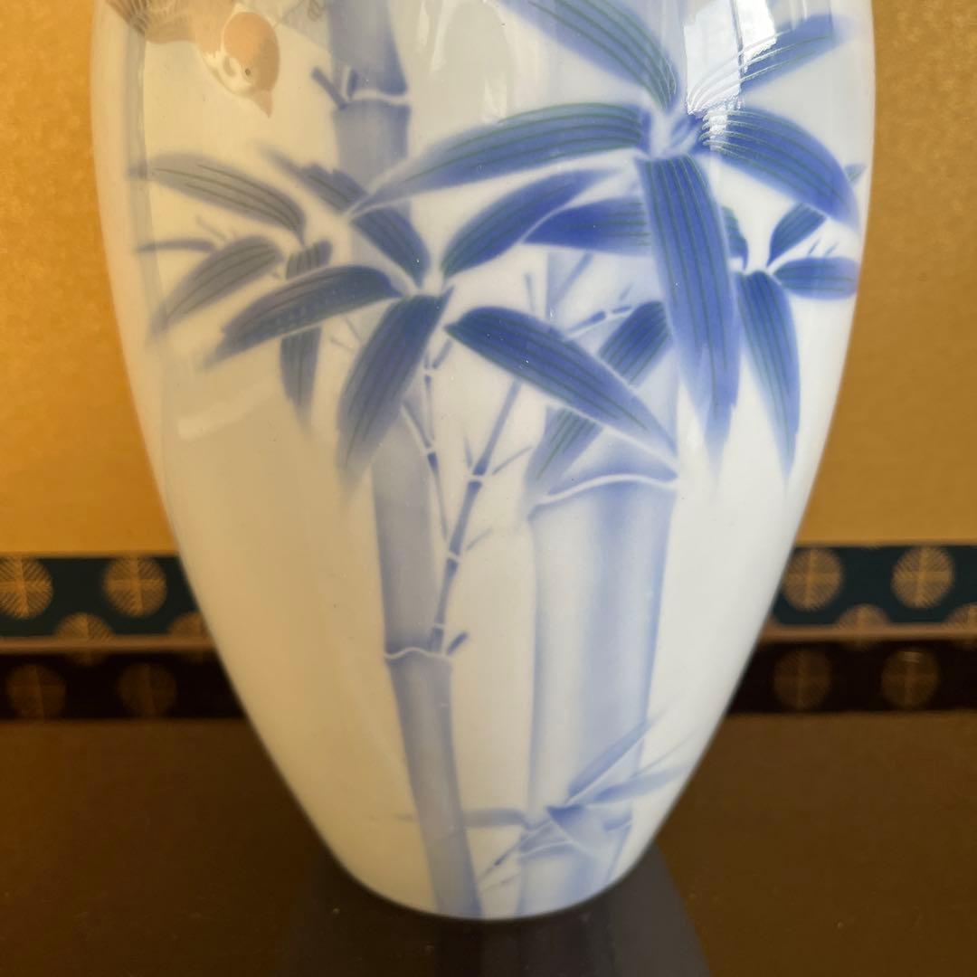 なつ【新品未使用】染付官窯 深川製磁 花瓶 花入 フラワーベース