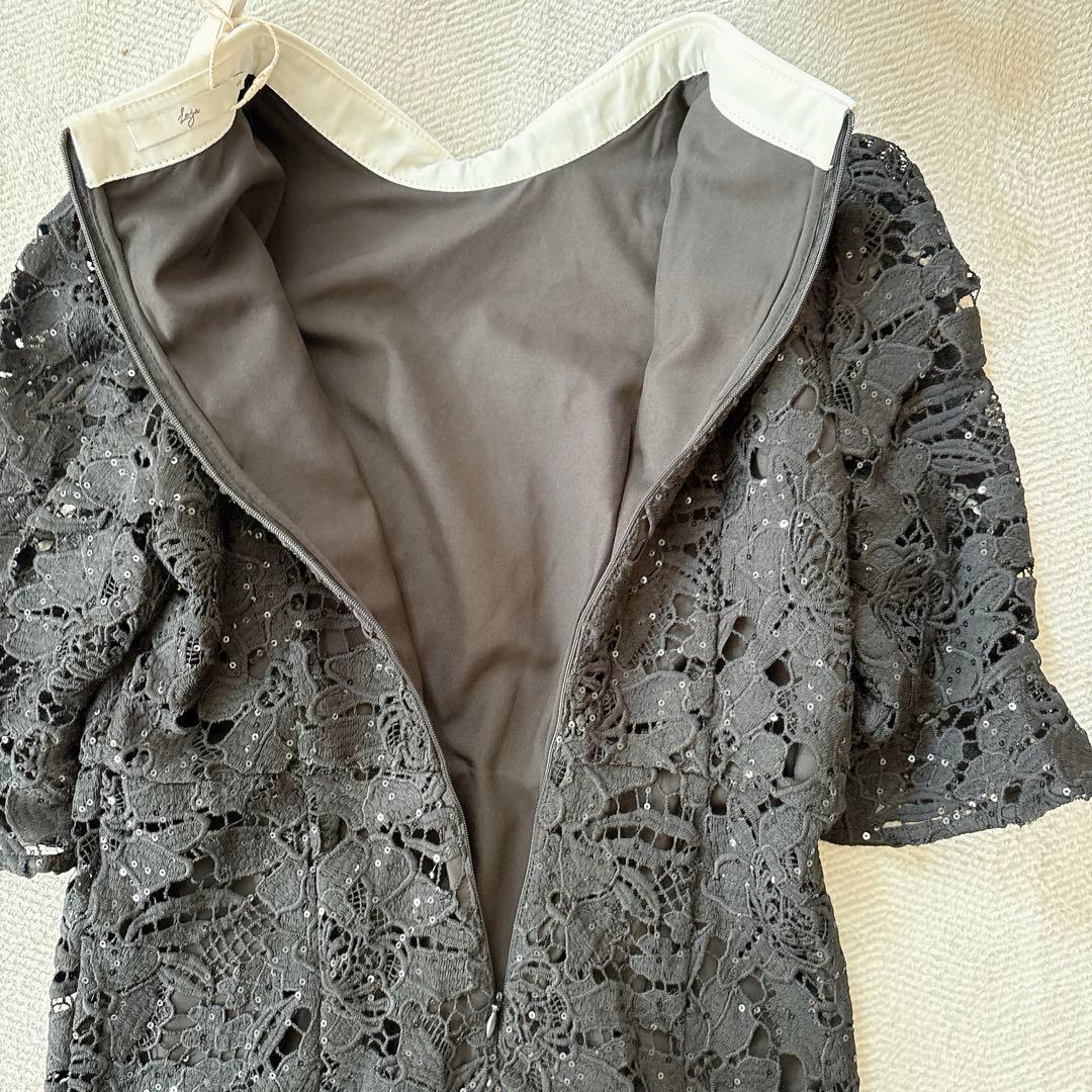 新品✨LEJA ビジューカラー 花柄フリル マーメイドドレス S 黒 結婚式