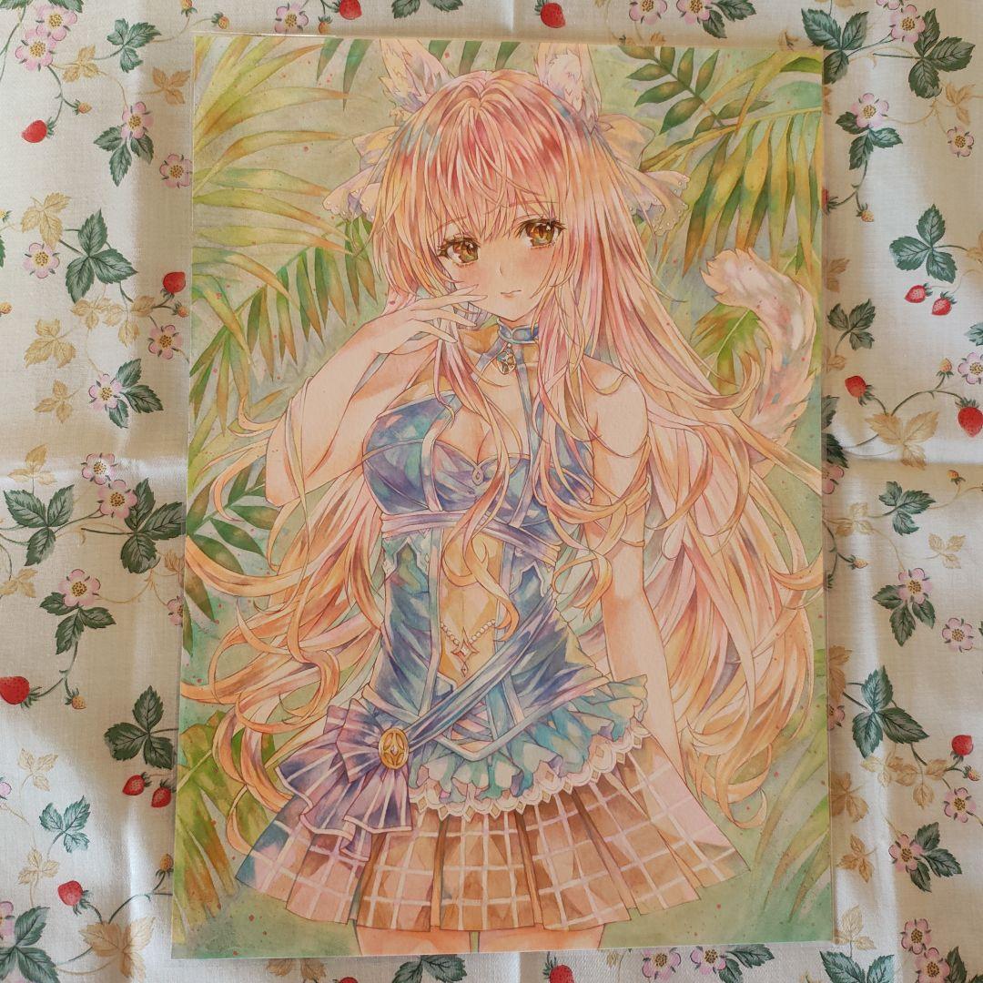 リピーター様、割引き有り！オリジナルの手描きイラスト！直筆A4サイズ