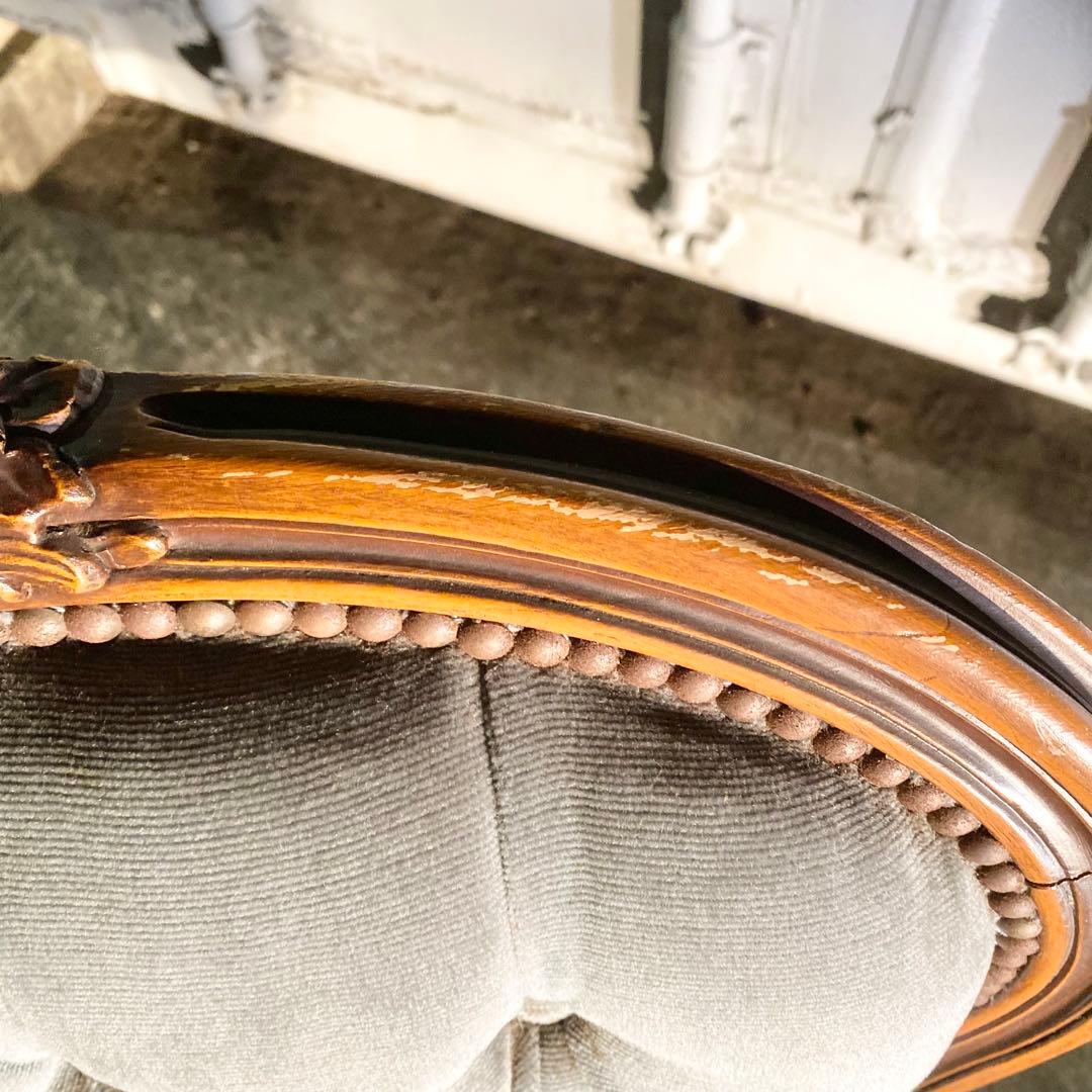 イタリア発！アンティーク ロココ調チェア ブルーグレー